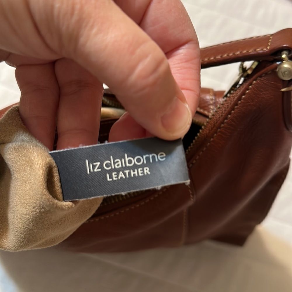 Liz Claiborne Vintage Chestnut Brown Genuine Leather Mini Hobo Bag - Picture 8 of 14